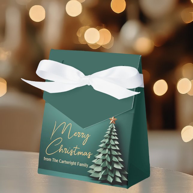 Gorgeous Green Merry Christmas Tree Custom Party Favor Box (Creator Uploaded)