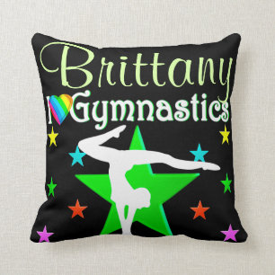 GORGEOUS GREEN PERSONALIZED GYMNASTICS PILLOW