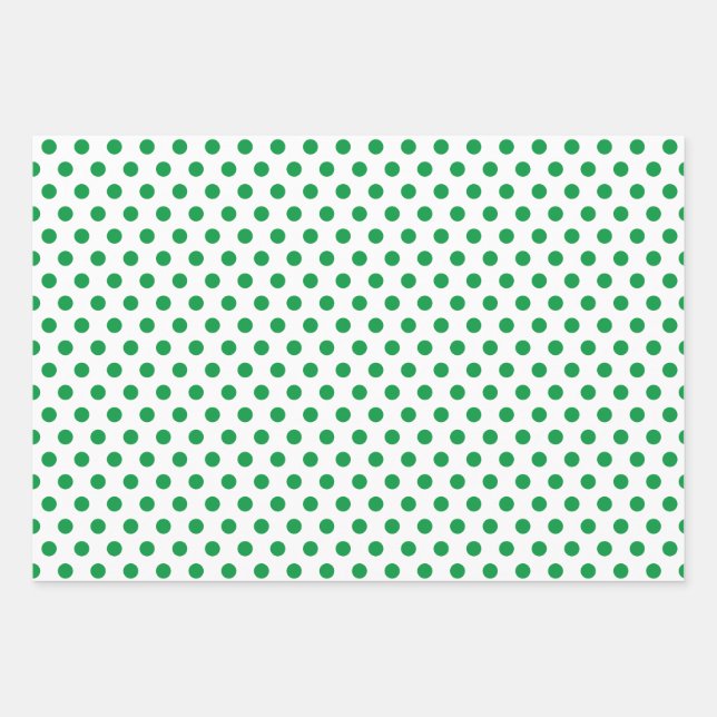 Gorgeous Green Polka Dots Wrapping Paper Sheet (Front)