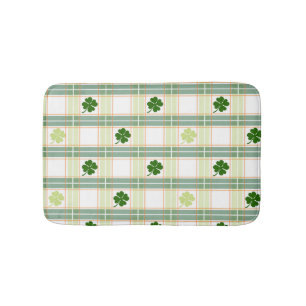 Gorgeous Green Shamrock Plaid Bath Mat