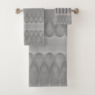 Gorgeous Grey and Coral Print Bath Towel Set