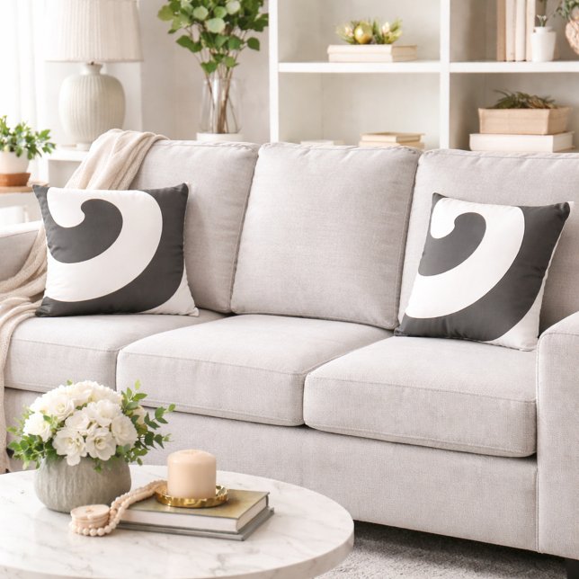 Gorgeous Grey and White Swirls Throw Pillow (Creator Uploaded)