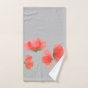 Gorgeous grey & red floral bath set
