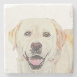 Gorgeous Hand Drawn Yellow Lab Marble Coaster
