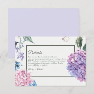 Gorgeous Hand-painted Hydrangea Floral Wedding Enclosure Card