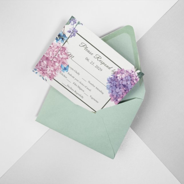 Gorgeous Hand-painted Hydrangea Wedding RSVP (Creator Uploaded)