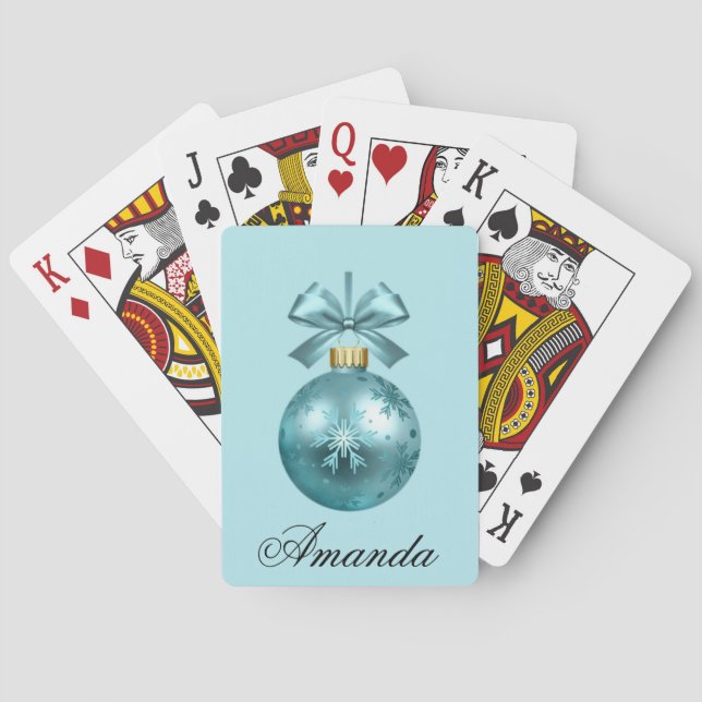 Gorgeous Holiday Christmas Blue Ornament  Playing Cards (Back)