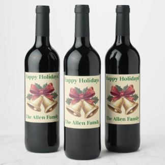 Gorgeous holiday wine bottle personalized wine label