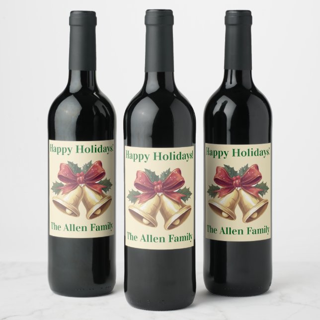 Gorgeous holiday wine bottle personalized wine label (Bottles)