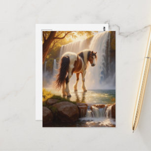 Gorgeous Horse at the Waterfall Postcard