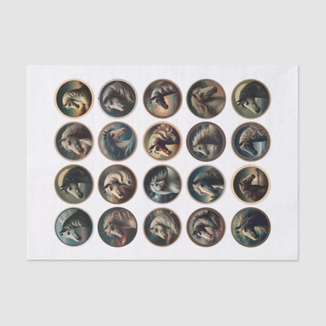 Gorgeous Horse Heads in a Circle Tissue Paper (Front)