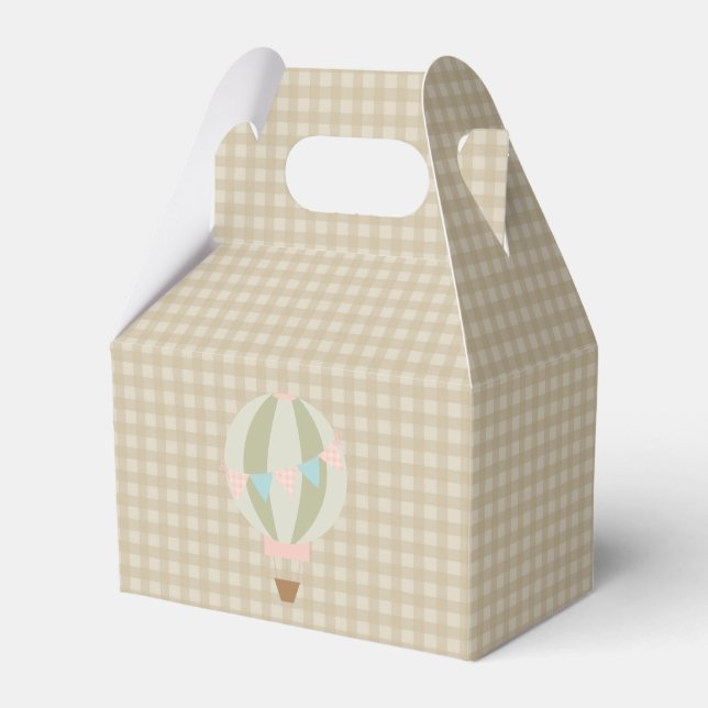 Gorgeous Hot Air Balloon Neutral Baby Shower Favor Box (Front Side)