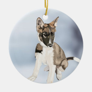 Gorgeous Husky Puppy Ceramic Ornament