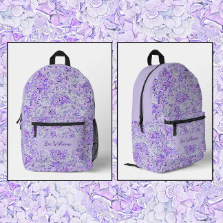 Gorgeous hydrangea pattern in lavender, floral  printed backpack