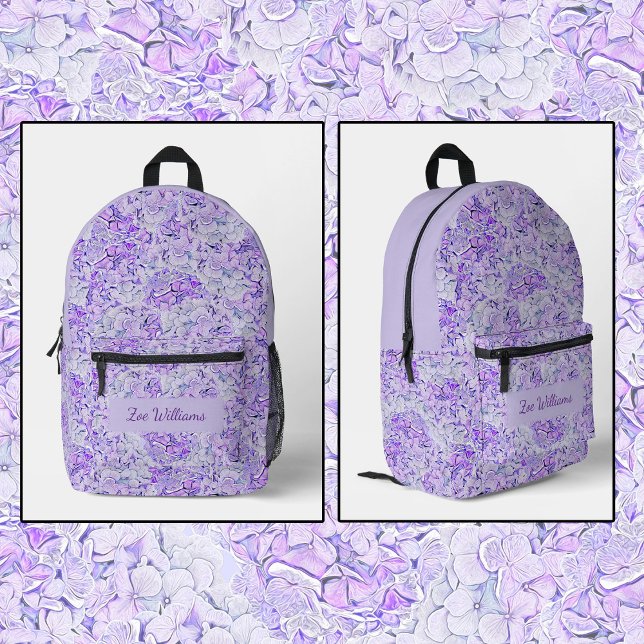 Gorgeous hydrangea pattern in lavender, floral  printed backpack (Creator Uploaded)