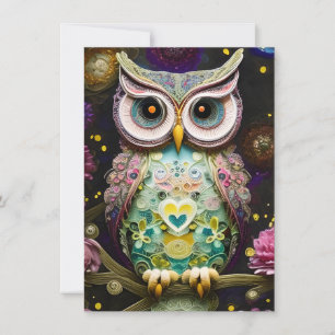 Gorgeous Intricate Winter Spring Owl Made of Ornat Card