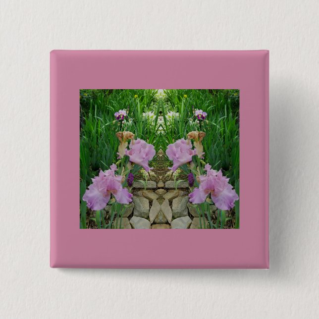 Gorgeous Iris Fantasy Pathway 2 Inch Square Button (Front)