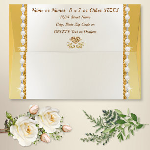 Gorgeous, Ivory and Gold 5x7 Envelopes, Envelope