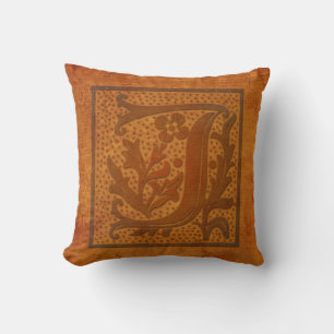 Gorgeous J Monogram/Old Letter Pillow! Throw Pillow