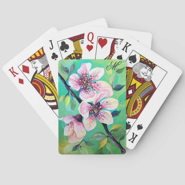 Gorgeous Japanese Sakura Cherry Tree Flowers artwo Playing Cards (Back)