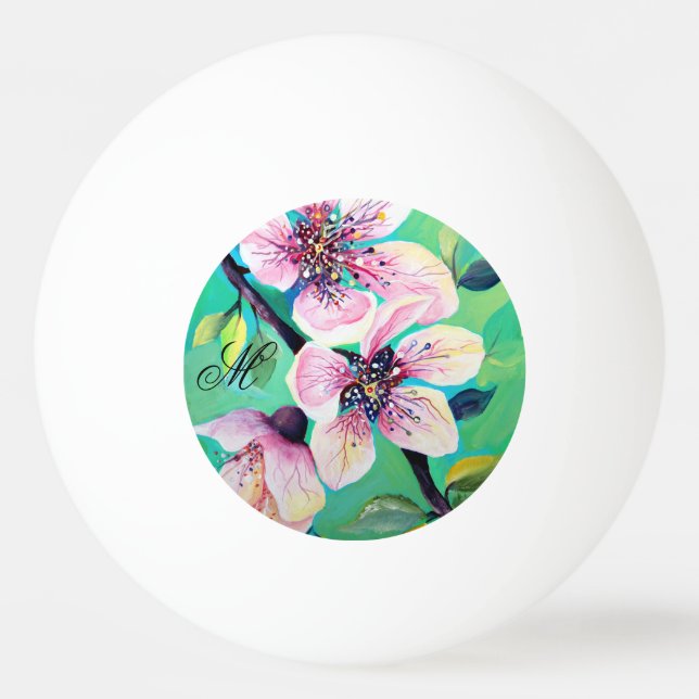 Gorgeous Japanese Sakura Cherry Tree Monogram Ping Pong Ball (Front)