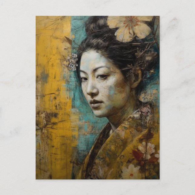 Gorgeous Japanese Woman Collage Postcard (Front)