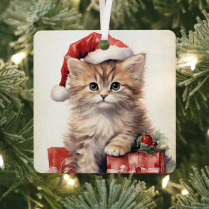 Gorgeous Kitten  Christmas  Metal Ornament