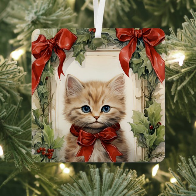 Gorgeous Kitten  Christmas  Metal Ornament (Insitu)