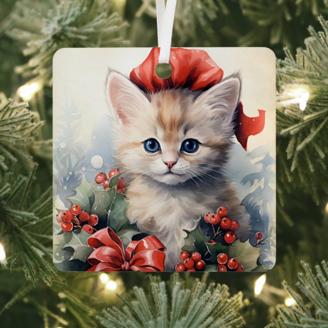 Gorgeous Kitten  Christmas  Metal Ornament (Insitu)