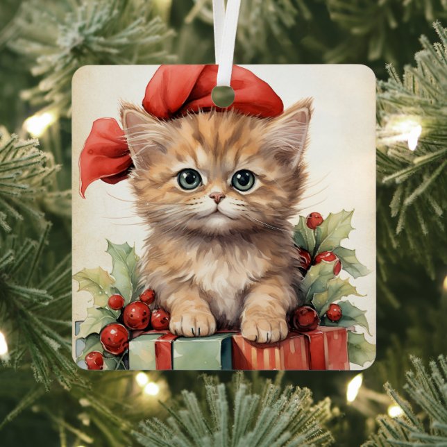 Gorgeous Kitten  Christmas  Metal Ornament (Insitu)