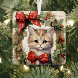 Gorgeous Kitten  Christmas  Metal Ornament