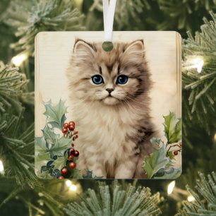 Gorgeous Kitten  Christmas  Metal Ornament