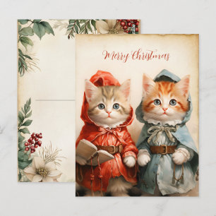 Gorgeous Kitten Couple Christmas  Postcard