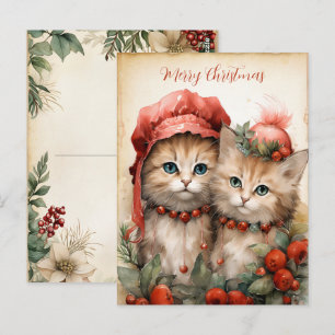 Gorgeous Kitten Couple Christmas  Postcard