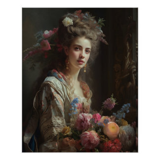 Gorgeous Lady In A Silk Flowers Dress. My fantasy  Poster