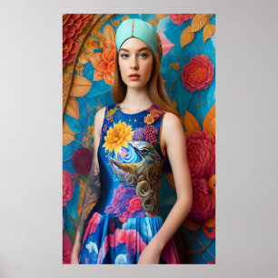 Gorgeous lady with tattoo poster