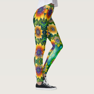 Gorgeous Large Print Bright Sunflower Leggings