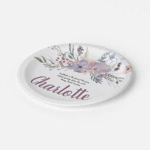 Gorgeous Lavender Floral Spray Paper Plate