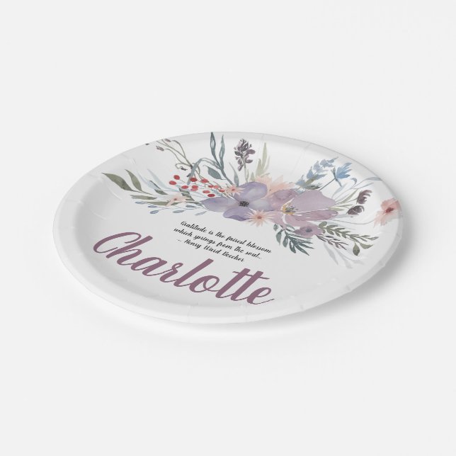 Gorgeous Lavender Floral Spray Paper Plate (Angled)