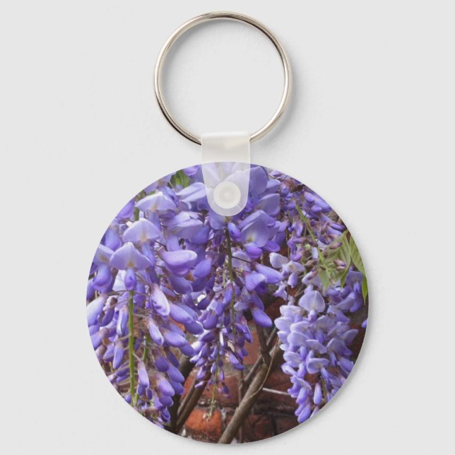 Gorgeous light purple Wisteria blossoms  Keychain (Front)