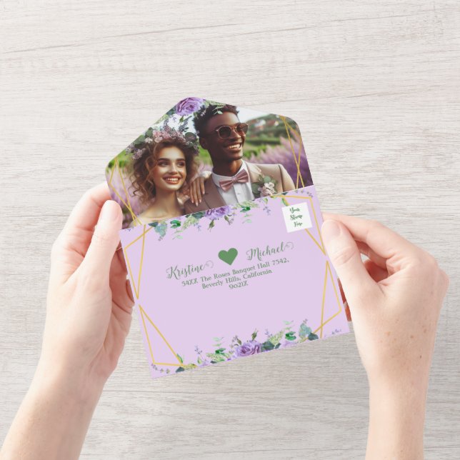 Gorgeous Lilac Vineyard All in One Wedding Invite (Opening)