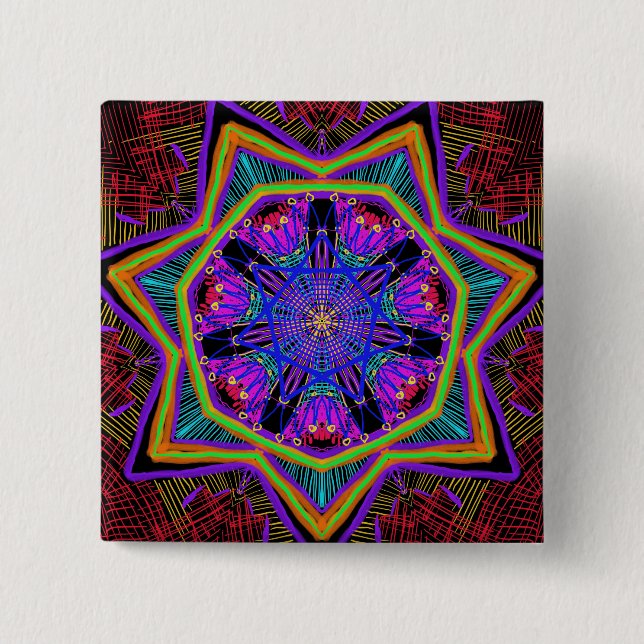Gorgeous mandala 2 inch square button (Front)