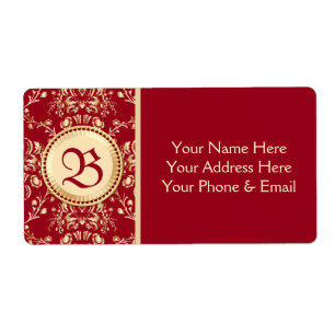 Gorgeous Medieval Gold Damask Carmine Red Monogram