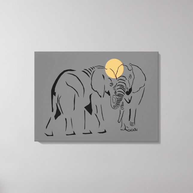 Gorgeous Minimalist Elephant Wrapped Canvas Art (Front)