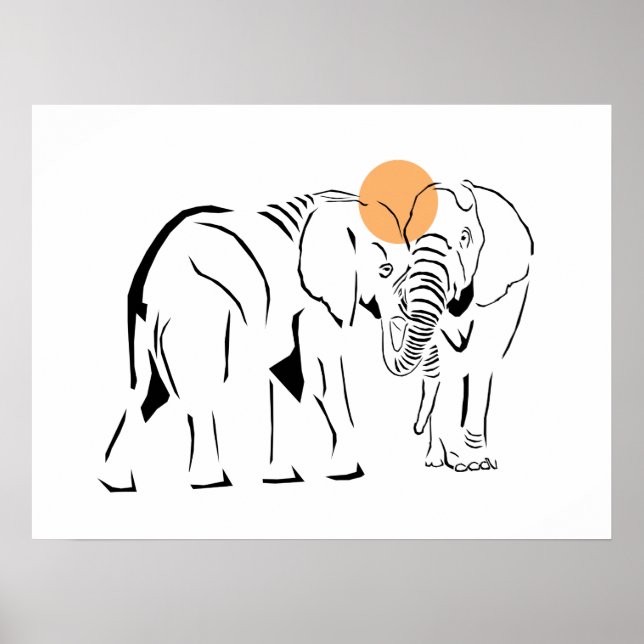 Gorgeous Minimalist Elephants Poster (Front)