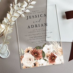 Gorgeous Modern Boho Wedding Acrylic Invitations