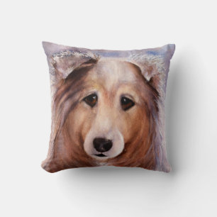 GORGEOUS MONOGRAM WATERCOLOR COLLIE PORTRAIT THROW PILLOW
