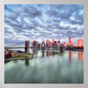 Gorgeous morning view and city reflections poster