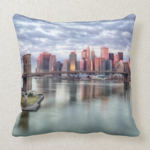 Gorgeous morning view and city reflections throw pillow