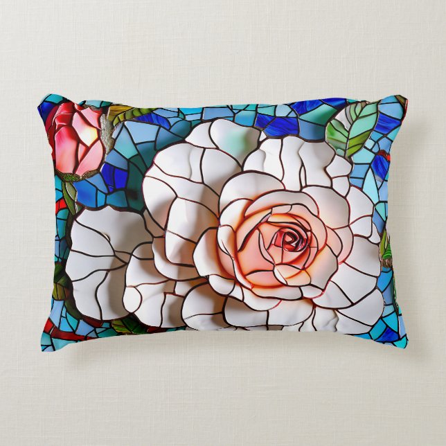 Gorgeous Mosaic Flowers Pattern   Accent Pillow (Front)